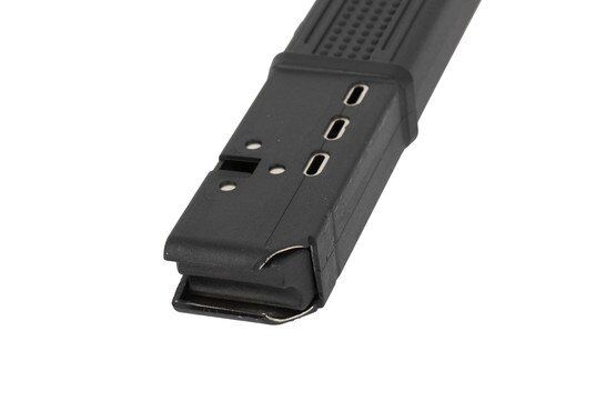 The Pro Mag 9mm 32 round magazine features steel reinforced feed lips and an internal steel lining for durability